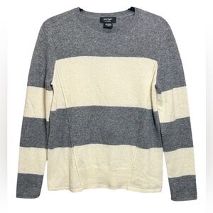 Lord & Taylor 100% Cashmere Striped Sweater, Gray/Ivory, Women’s Small